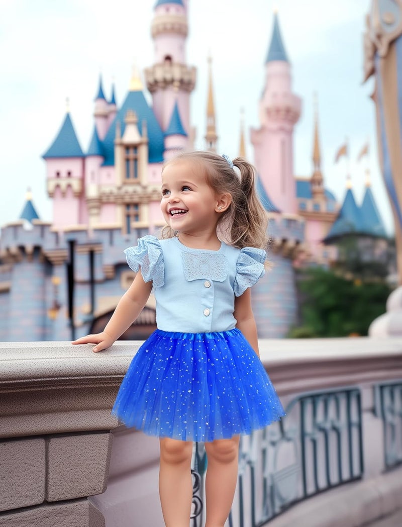 Lainlight Store Tutu for Girls Stars Sequins Princess Ballet Dress Tulle Skirt for Girls 4-12 Years 3 Layered - Image 5